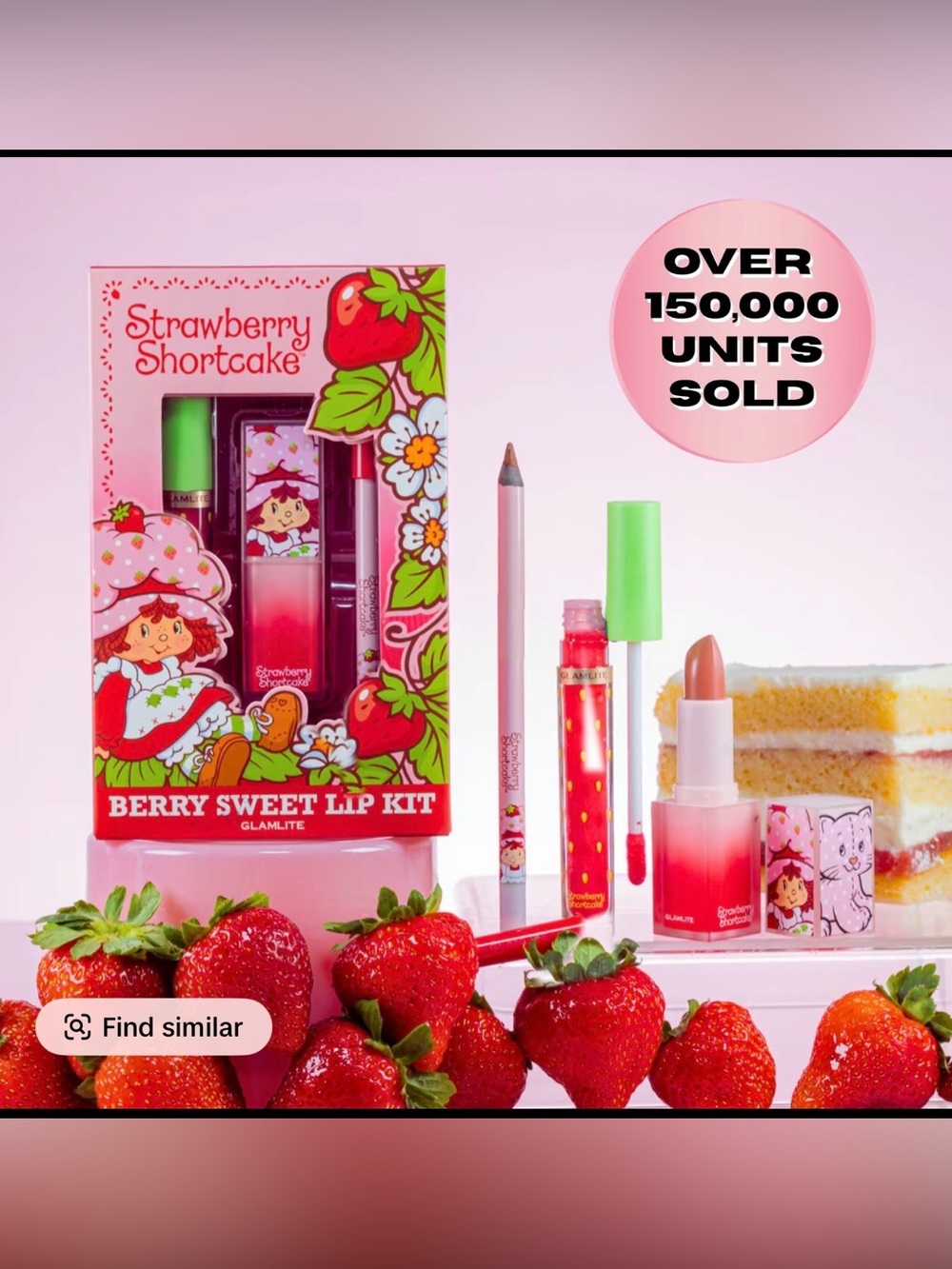 Glamlite Strawberry Shortcake Lip Kit-Lipstick, Gloss &
Liner, new sealed